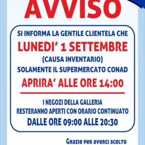 Avviso Apertura 1 Settembre